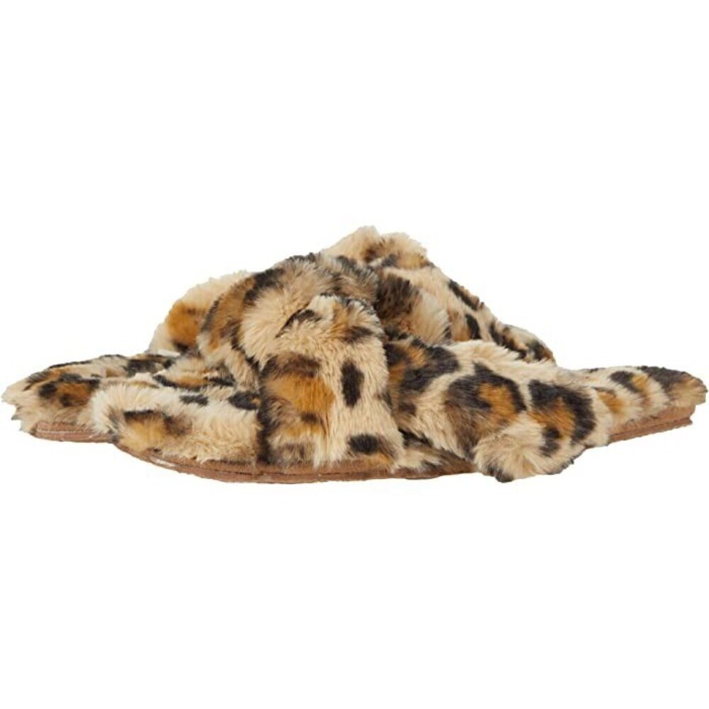 Madewell Crisscross Slippers Womens US 6 Brown Leopard Faux Fur Slip On JOBB1984